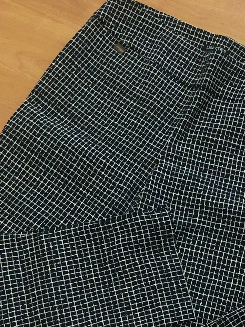 Lisette windowpane pant sz 18 black white elastic waist straight leg stretchy